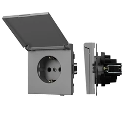 Фото #1 товара Механизм розетки влагозащищённый SCT-TENDO-MCP-PL-GR (230V, 16A) (Arlight, Графитовый)