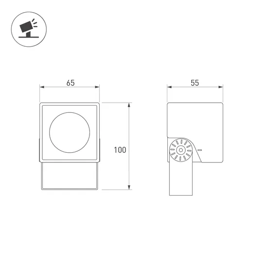 Фото #3 товара Светильник ALT-BLOCK-S65x65-5W Warm3000 (GR, 3 deg, 230V) (Arlight, IP66 Металл, 3 года)