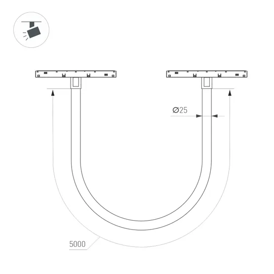 Фото #4 товара Светильник MAG-ORIENT-TUBE-ELASTIC-R25-L5000-70W Warm3000 (BK, 360 deg, 48V, DALI) (Arlight, IP20 Металл, 3 года)