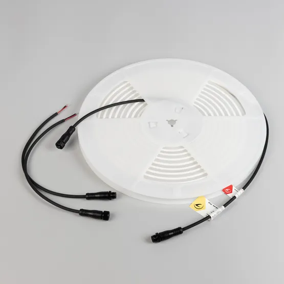 Фото #2 товара Светодиодная лента герметичная WAVE-TOP-PU-A144-10x10mm 24V Warm3000 (5 W/m, IP68, 5m, wire x2) (Arlight, Вывод боковой, 3 года)