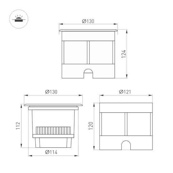 Фото #2 товара Светильник LTD-DAFNA-GROUND-R130-11W Warm3000 (SL, 45 deg, 230V) (Arlight, IP67 Металл, 5 лет)
