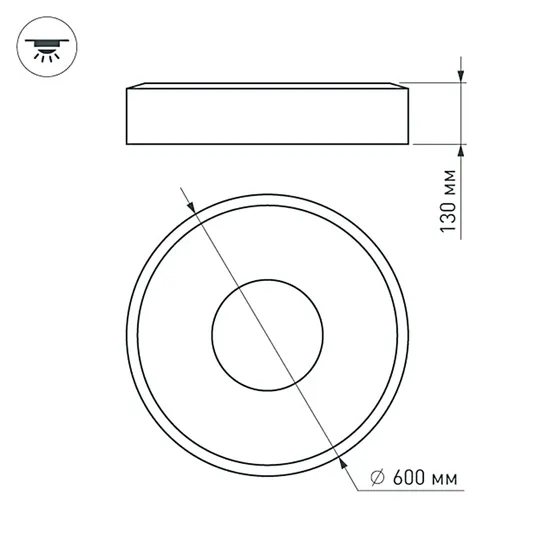 Фото #5 товара Светильник SP-TOR-RING-SURFACE-R600-42W Warm3000 (WH, 120 deg) (Arlight, IP20 Металл, 3 года)