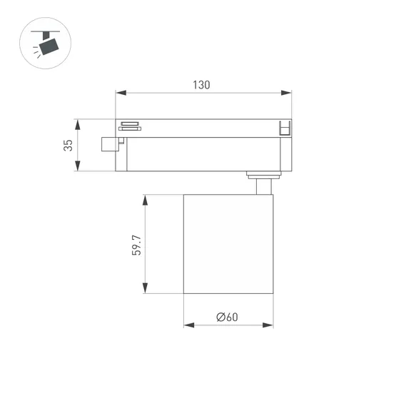 Фото #4 товара Светильник LGD-DYKE-2TR-R60-8W Warm3000 (BK, 20 deg, 230V) (Arlight, IP20 Металл, 5 лет)