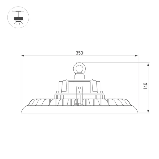 Фото #2 товара Светильник SP-ARIVA-DIM-R350-200W White5000 (BK, 90 deg, 230V, 0-10V) (Arlight, IP65 Металл, 5 лет)