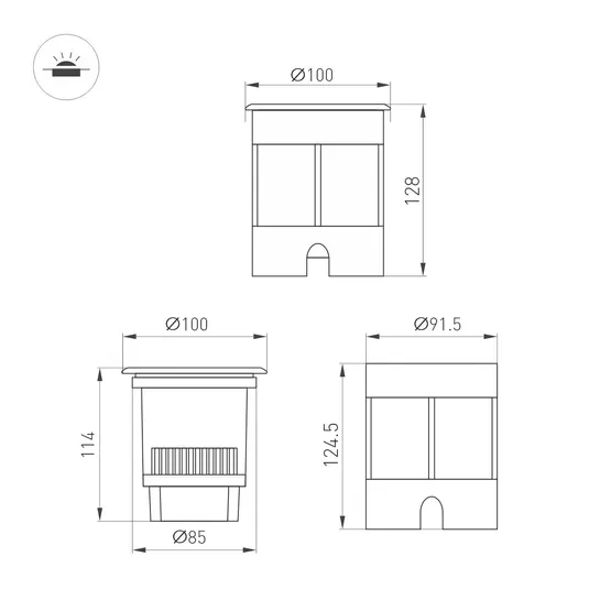 Фото #2 товара Светильник LTD-DAFNA-GROUND-R100-6W Warm2700 (SL, 10 deg, 230V) (Arlight, IP67 Металл, 5 лет)